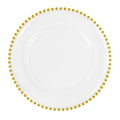 Wedding 13" Clear Charger Plate Gold Beaded Plastic Dinner Plate Charger Acrylic Underplate Christmas Table Service Base Plate