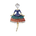 Luxury Women Girls Clothing Accessories Jewelry Brooch Lapel Pin Alloy Enamel Rhinestone Dancing Girl Brooch Pin