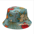 100%Cotton Reversible Fashion Summer Outdoor 3D Flower Printing Hat Bucket Cap Wholesale