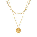 INS Stainless Steel 18K Gold Double Layers Angel Boy Pendant Clavicle Necklace Titanium Steel Layered Paperclip Choker Necklace