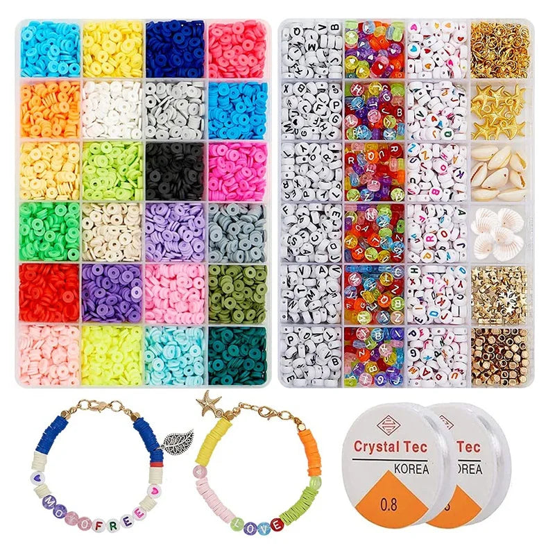 6000pcs Clay Heishi Beads for Bracelets  Mixed Color Round Polymer Clay Beads Set