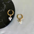 Tarnish Free Waterproof Bridesmaid Earrings Minimalist Dangle Freshwater Pearl Cluster Huggie Earrings