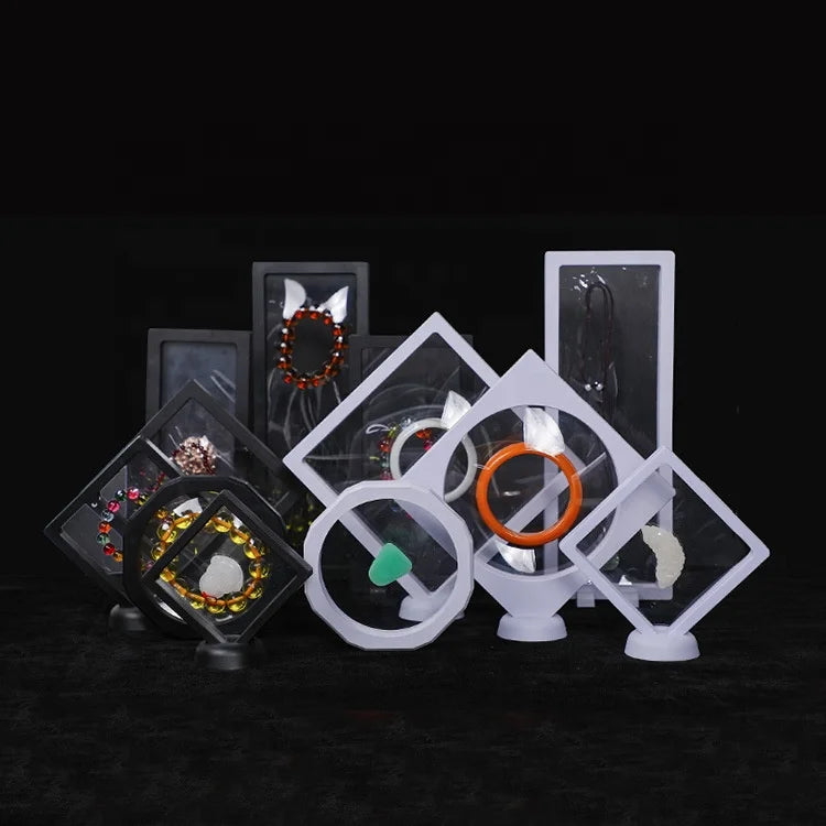 Thin Suspension Frame Luxury Display Case 3D Floating Transparent ABS Material + PE Film Customized Size Packaging Jewelry Box