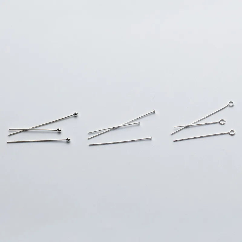 15mm 20mm 25mm 30mm 35mm 40mm 925 Sterling Silver Eye Head Pin Jewelry Findings DIY Straight Needle for Pearl Diamond Crystal