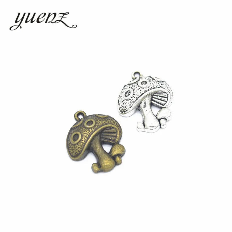YuenZ Mushroom Charms Tibetan Silver Bronze Pendants Antique Charm Jewelry Making DIY Handmade Craft 23*19mm K18