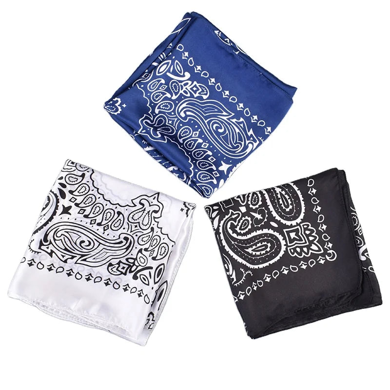 Custom Square Neck Scarf Head Hair Wraps Satin Bandanas for Men and Women for Outdoor Scenes Silky Feeling Wholesale