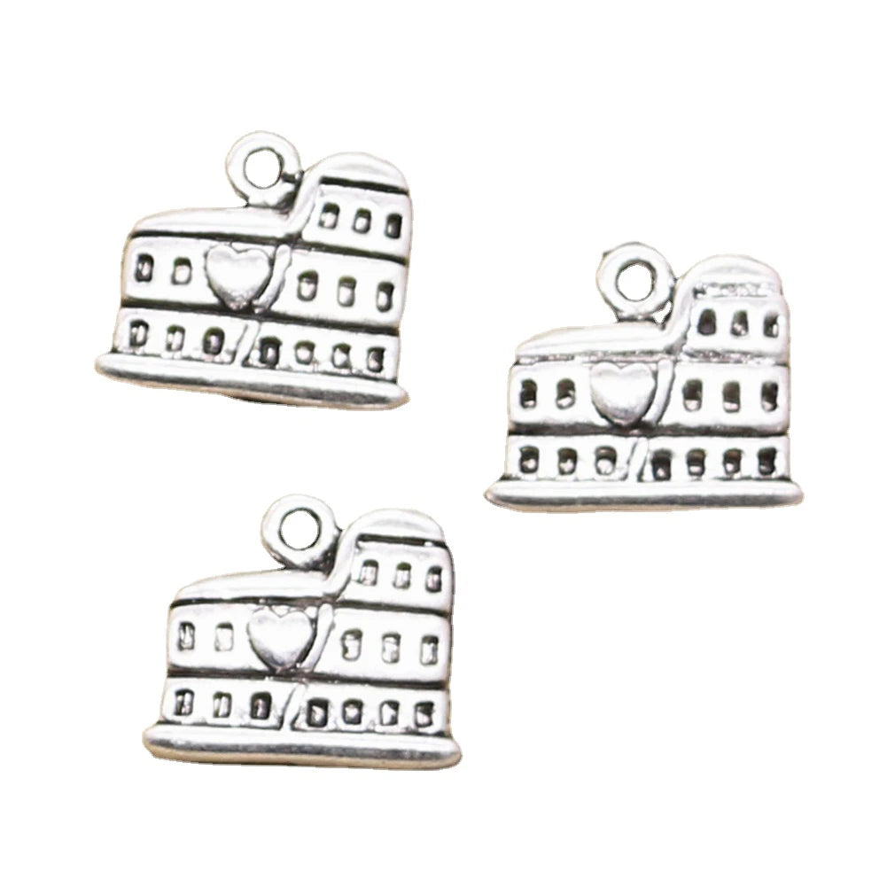 Charms Roman Colosseum Rome Italy 16x13mm Tibetan Silver Color Pendants Antique Jewelry Making DIY Handmade Craft