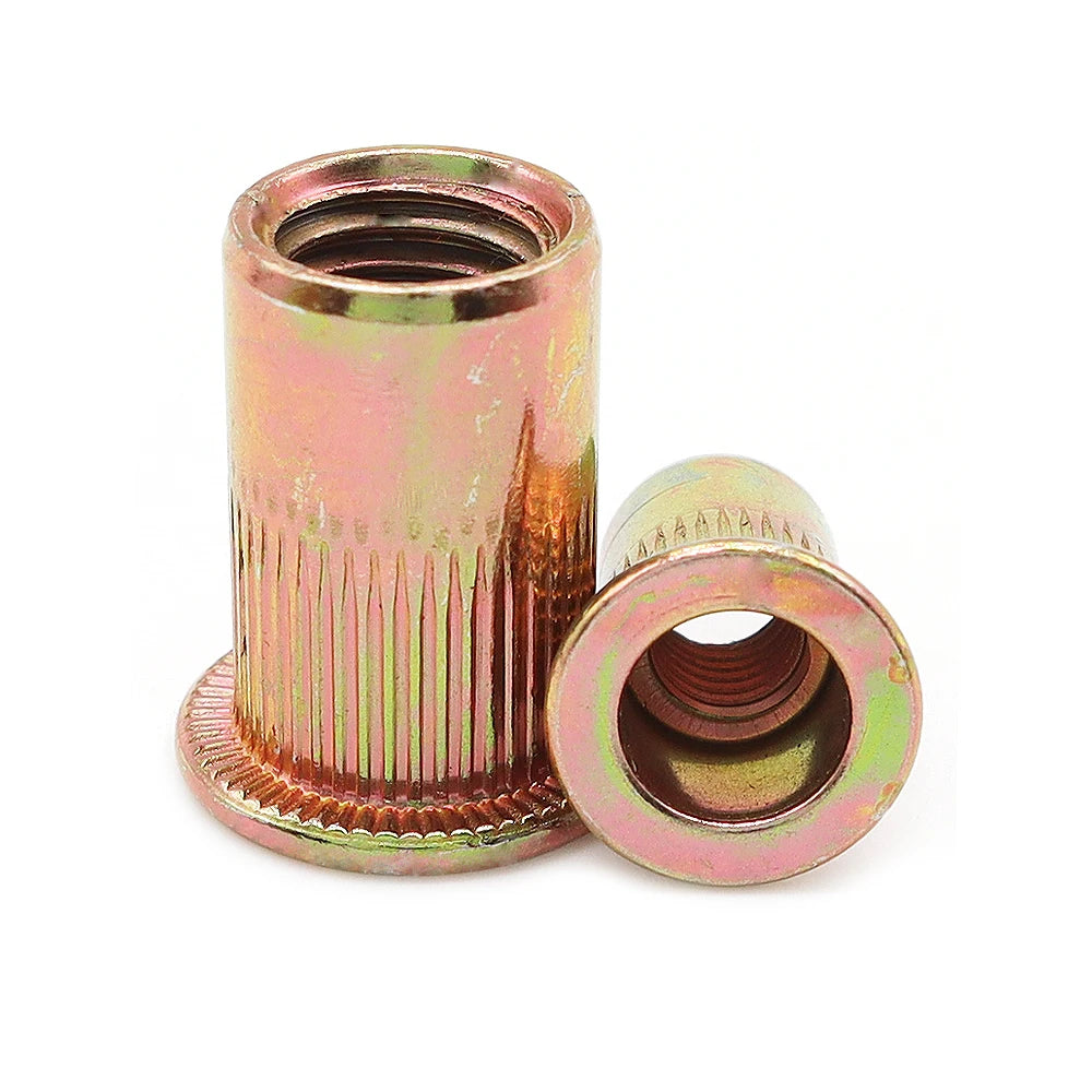Factory Spot Auto Parts Color Zinc Flat Head Vertical Striped Rivet Nuts Imperial 1/4-20 5/16-18 3/8-16 1/2-13