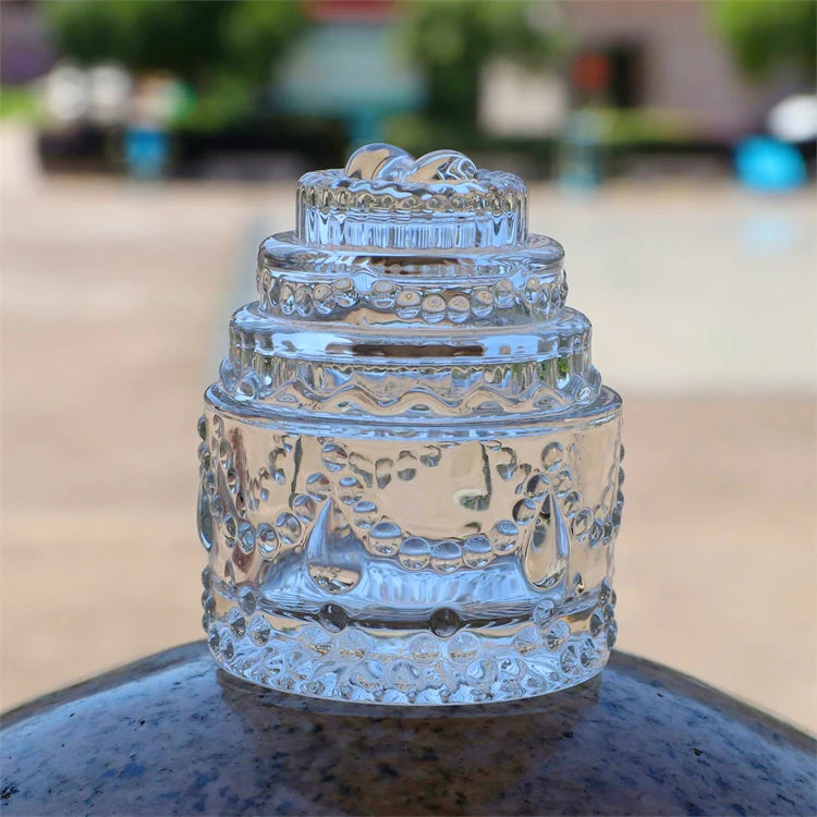 Wholesale Factory Customized Home Storage Luxury Decoration With Lid Handmade Transparent Glass Jar