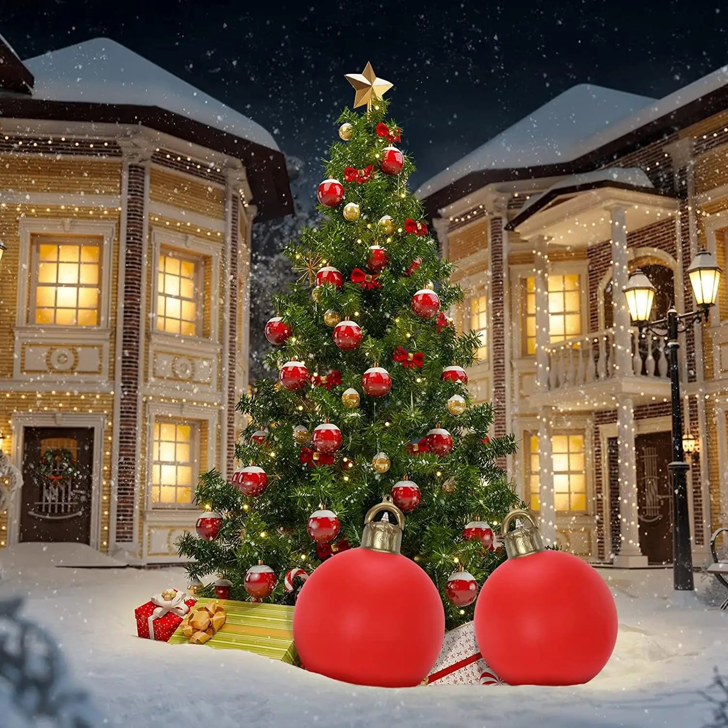 Waterhan Bestselling Festive Inflatable LED Christmas Exercise Ball PVC Material 105.5cm 20kg+ Capacity All Seasons Outdoor