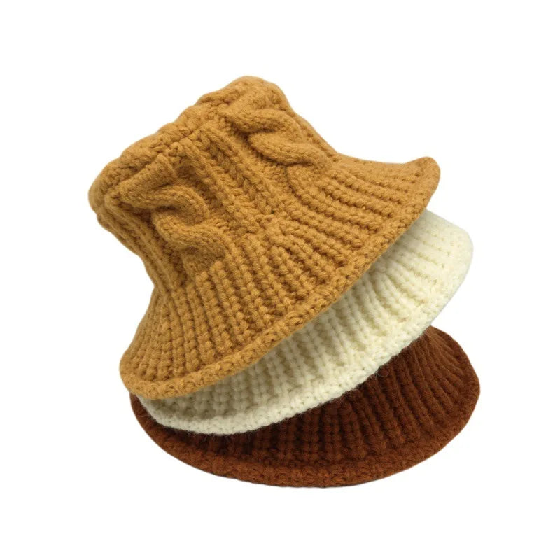 Wholesale Customizable Breathable Solid Color Short Brim Knit Bucket Hat Women Handmade Crochet Bucket Hat