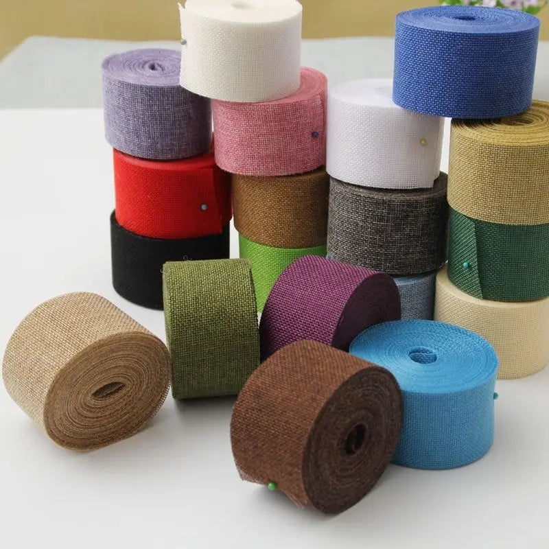 2.5inch Wired Edge Pure Color Ribbons Christmas Festival Decor Burlap Ribbons for DIY Wrapping Floral Bows Craft