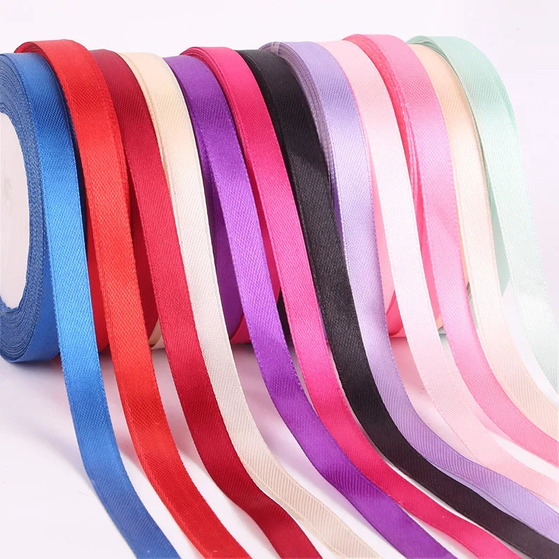 Hot Sale Mixed Colors 1*22 Cm Satin Ribbon Spool Single/Double Sided Polyester Silk for Box Decoration Wholesale Wenluo SD122