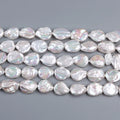 Factory Price Natural Freshwater 17-18mm Drop Coin Shape Baroque Pearl Strand