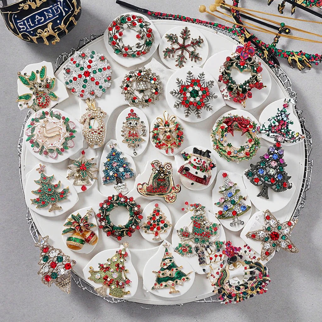 Trendy Multi-Color Glass Rhinestone Christmas Tree Brooch Festive Holiday Pins for Fashion Gifts and Parties