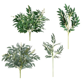 Hot Sale Artificial Plant Wall Accessories Willow Leaf Green Plant Bunch
