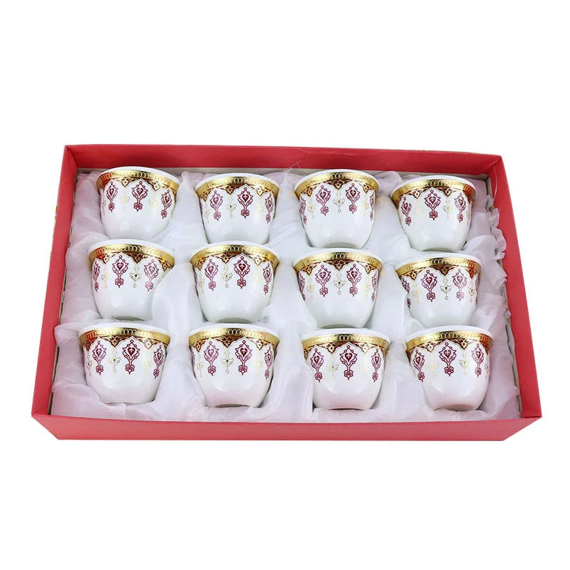 Wholesale 12pcs Ceramic Moon Cup Set with Gift Box for Tea and Coffee for Giveaways