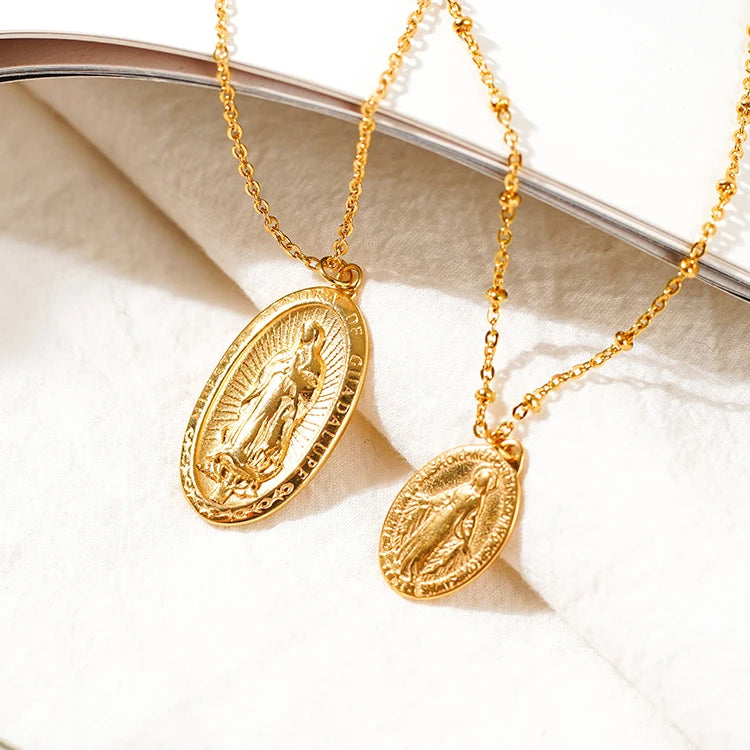 Twinkle Stainless Steel  Religious Necklace Wholesale Custom Virgin Mary Pendant Jewelry Religion 18K Gold Plated