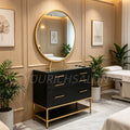Gold Aluminum Framed Tabletop Mirror Salon Station with Mirror Barber Shop Salon Furniture Mirror Glass Top