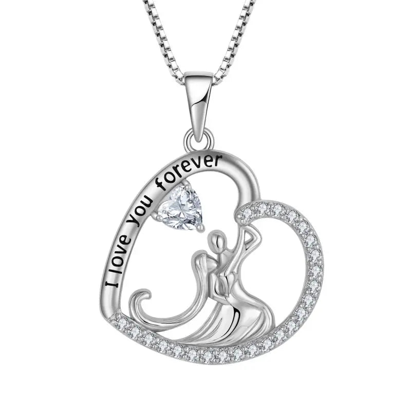 Valentine'S Day Necklace 925 Sterling Silver Heart Pendant Necklace Heart Custom Moissanite Jewelry Gifts for Girlfriend Couple
