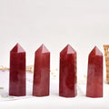10*3cmNatural Strawberry Quartz Height Quality 6 Faceted Prism Wand Reiki Chakra Stone Healing Crystal Wand