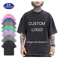 Custom Logo Vintage Acid Washed T Shirt DTG DTF  Men  Heavyweight Cotton Blank Oversized Tshirt 100% Cotton for Men's T-shirt