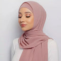 Hot Selling 2 Piece Chiffon Hijab and Matching Undercap for Muslim Hijabs With Same Undercap Set Plain Heavy Chiffon Hijab Set