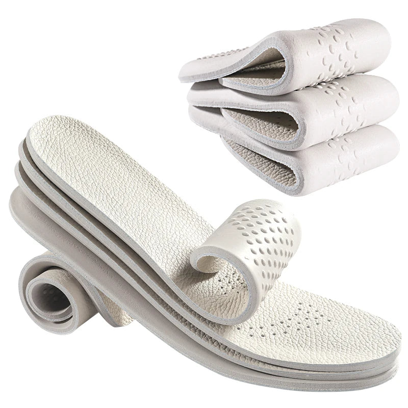 Cowhide Latex Insoles Super Soft Long-lasting Pain Resistant Absorb Sweat Prevent Odor Shock Absorption Insoles for Women Men