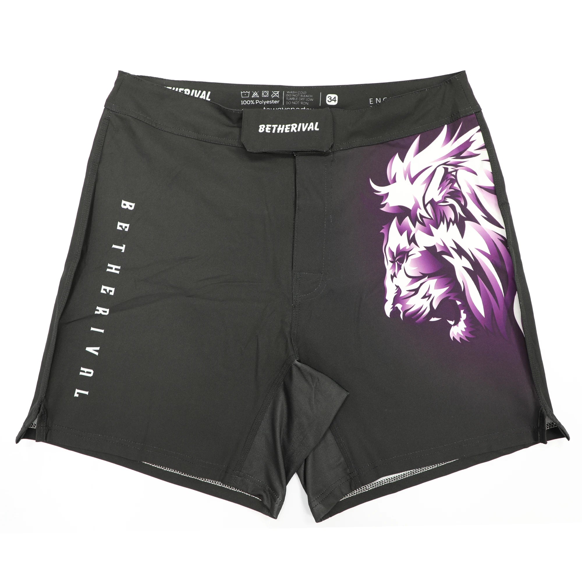 BETHERIVAL Premium Fight Fabric Unisex Digital Print Black Boxing Front Custom Logo Grappling Bjj Mma Short