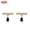 Jewelry Supplier Elegant Black Aaa Zircon Plated 18K Gold Women Earrings Water Droplet Studs Jewelry