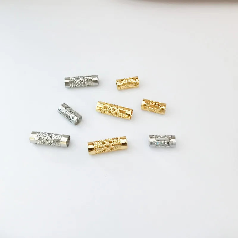 Stainless Steel Charm Spacer Beads Bracelet Making Accessories Straight Through the Beads for Jewelry Making