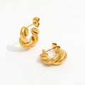 JOOLIM Jewelry PVD 18K Gold Plated Waterproof Tarnish Free Chunky Twisted Cross Stainless Steel Hoop Earring