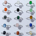 Wholesale Natural Gemstone aquamarine red agate for Women Men Crystal Stone Quartz Gemstone Adjustable Opening Ring Jewelry