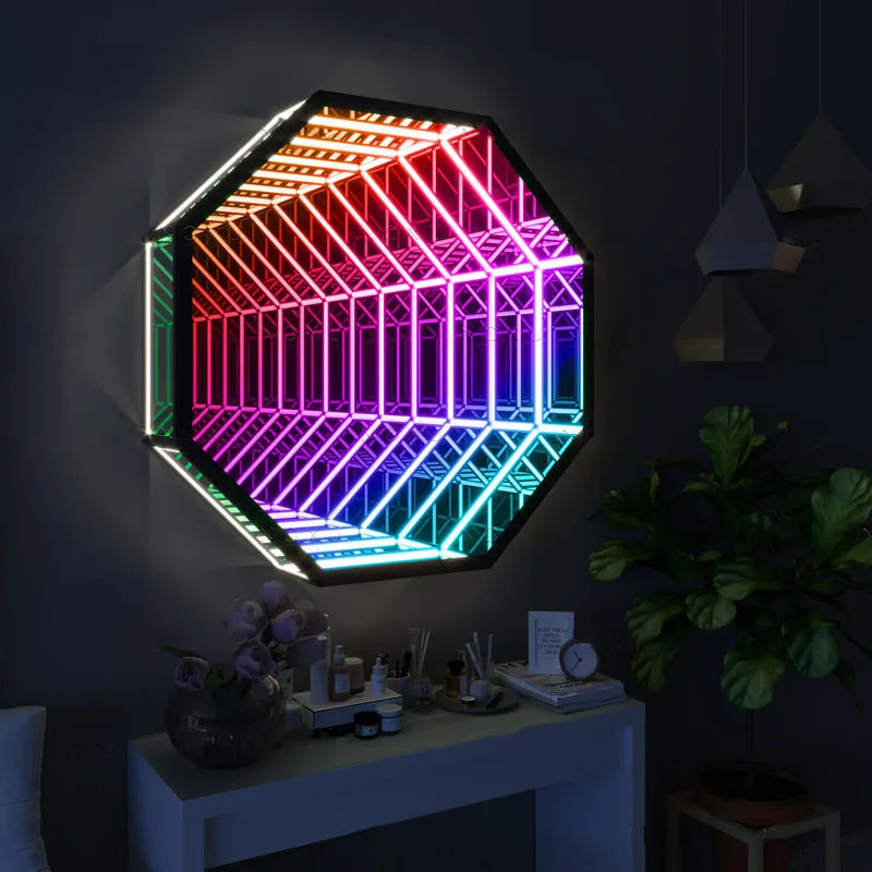 Popular Led Remote App Control Multi Color Changing 3d Tunnel Lamp Infinity Wall Mirror Light for Room