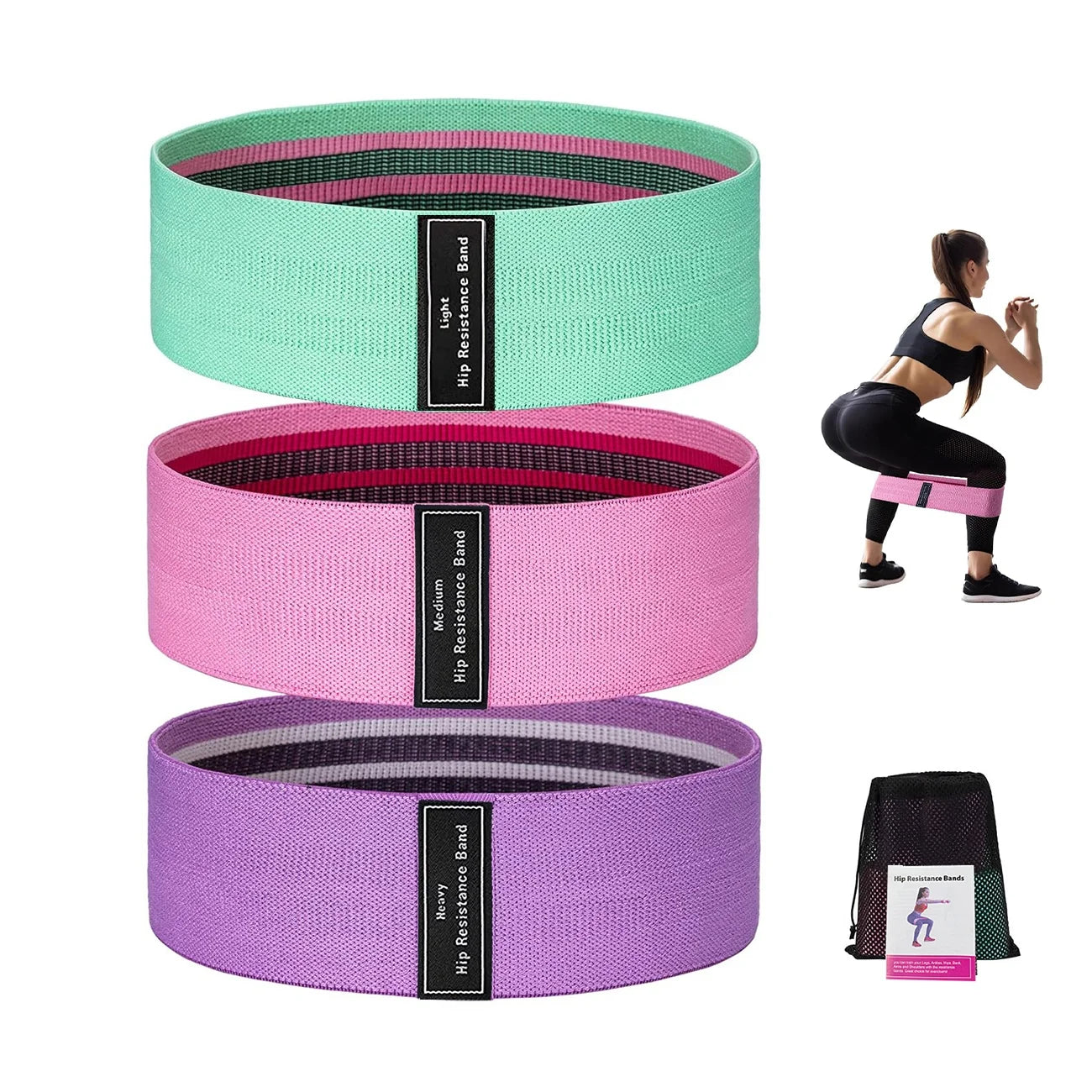 Zakerda Hip Booty Loop Bands Exercise Fabric Resistance Bands 3 Level Elastic Gym Fitness Yoga Bands Workout Body Building