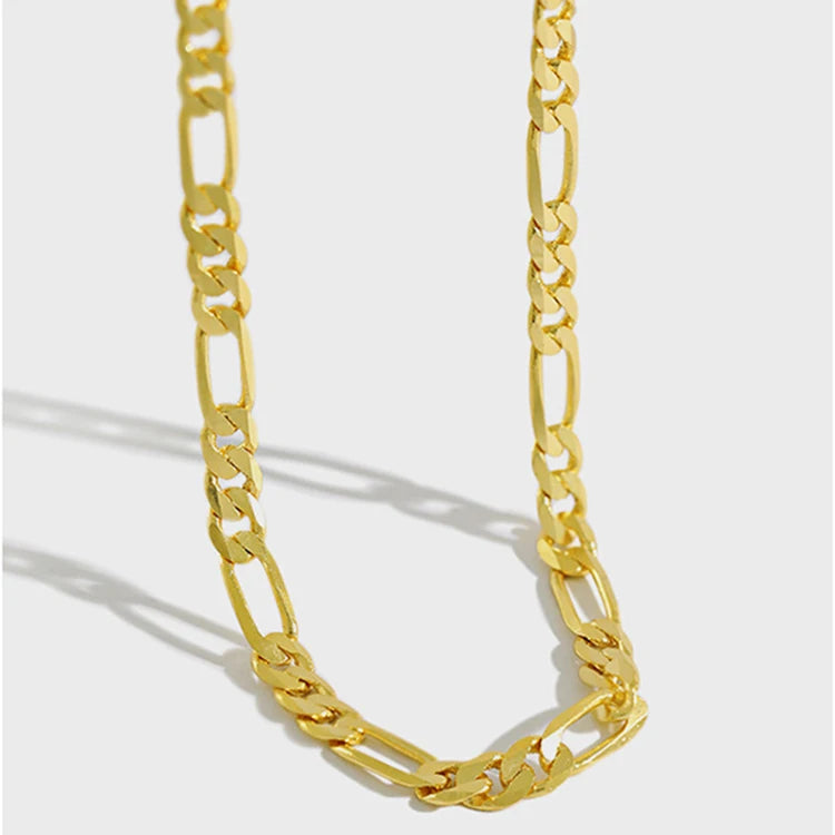 New 18K Gold Platinum Plated 925 Sterling Silver Figaro Chain Necklace Hiphop Link Chain S925 Silver Choker Necklace