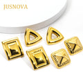 JUSNOVA Vintage 18K Gold Plated Stainless Steel Statement Stud Earrings Geometric Design Irregular Folded Wave Gift for Women