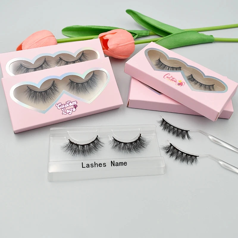 Natural False Eyelashes Strip 15mm Cruelty Free Vegan Faux Mink Lashes LASTROSE Private Label Packaging Box