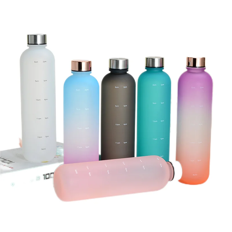 Madou 1000Ml Custom Plastic Sports Water Bottle Top Seller Time Marker Motivational Time Stamp Direct Drinking Sports Bottles