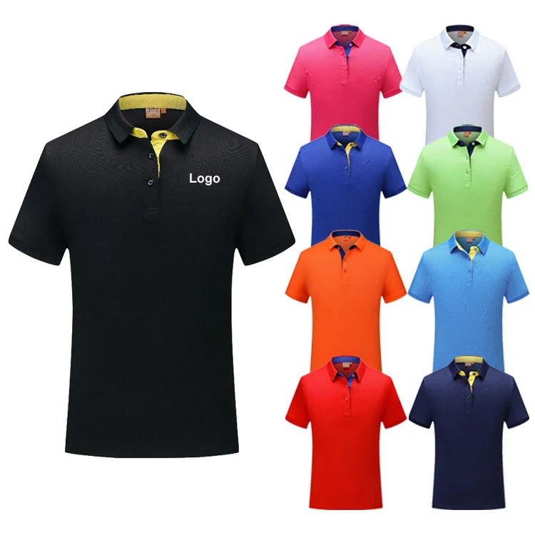 Wholesale Polyester Men's Polo Shirts Work Group T Shirt Uniform Embroidery Printing Plain Blank Custom Logo Golf Polo Shirt