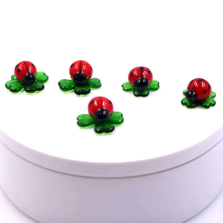 Lampwork Handcrafted Miniature Small Murano Glass Ladybug Animal Figurine Ornament