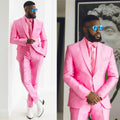Pink Shiny Satin Men Suits Custom Made Wedding Tuxedos One Button Classic Fit Groom Prom Wear Pants Suits 2 Pieces(Jacket+Pant)