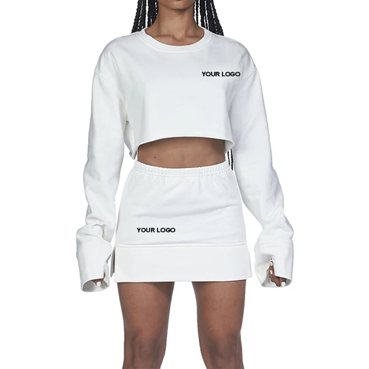 K210651 Clothing Manufacturers Custom Summer Streetwear Crop Top Short Dress Suit Two Piece Set Women Clothing Skirt Sets