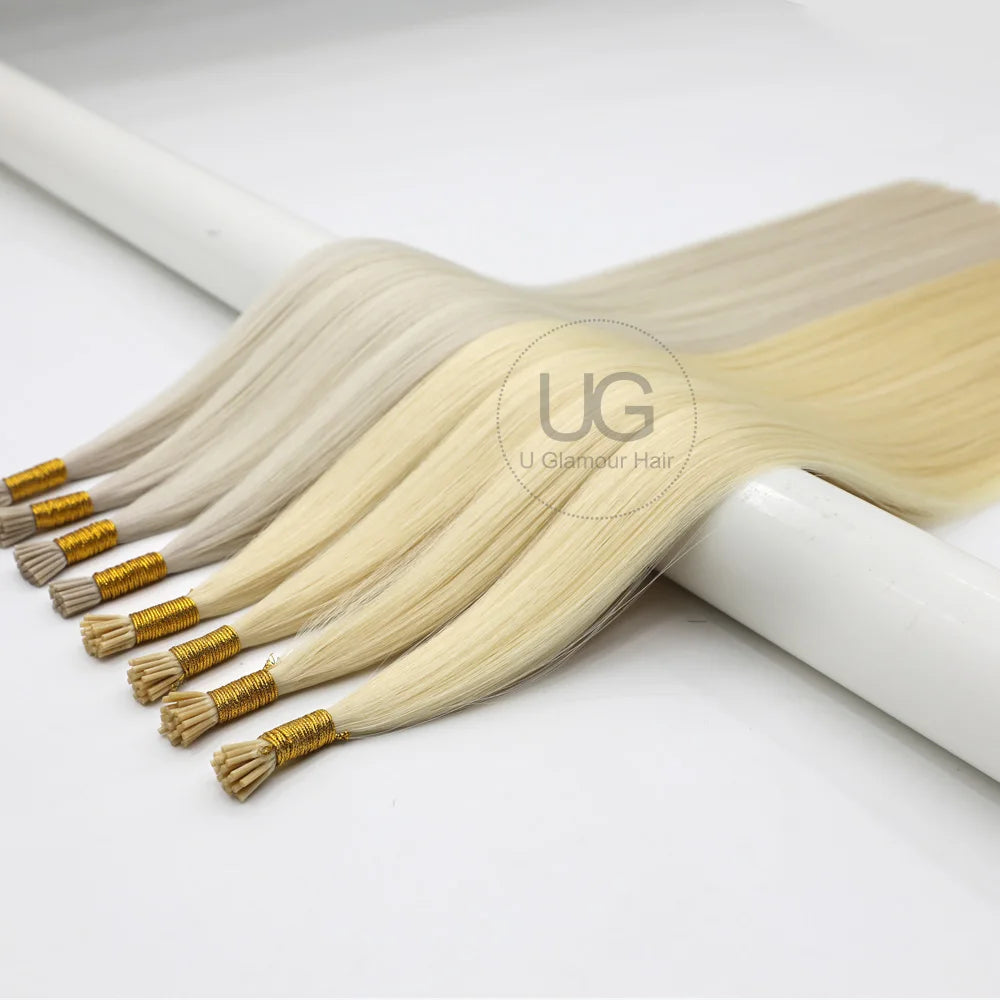 U Glamour Professional Smooth Soft Blonde & Ice Blonde Russian Extension Remy Hair I Tip Hair Extensions