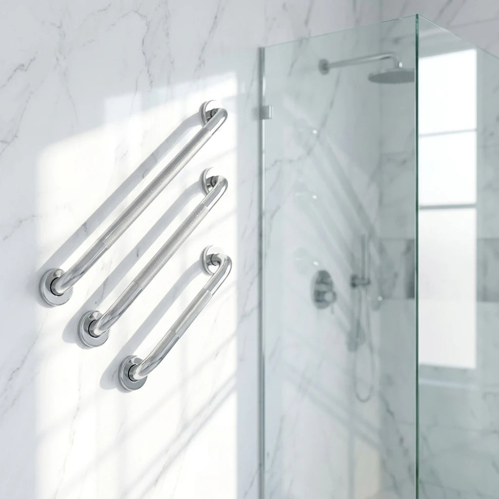 Modern Stainless Steel Anti-slip Net Pattern Knurled Wall-mounted Hospital Toilet Handrail Safety Grab Bar for Elderly
