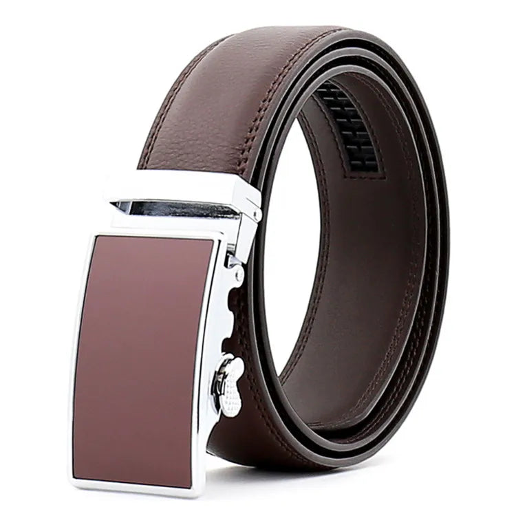 Customs Leather Ratchet Dress Belt for Men With Sliding Buckle