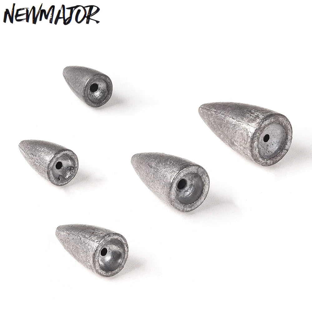 NEWMAJOR 2.5g-10g Worm Bullet Fishing Lead Weights/Sinkers 12mm-20mm for Sea & Carp Fishing Tackle Accessories