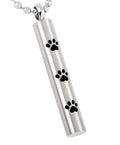 Pet Paw Print Cylinder Funeral Ash Urn Stainless Steel Memorial Pendant Necklace Keepsake Jewelry Cremation Urn Grave Souvenir