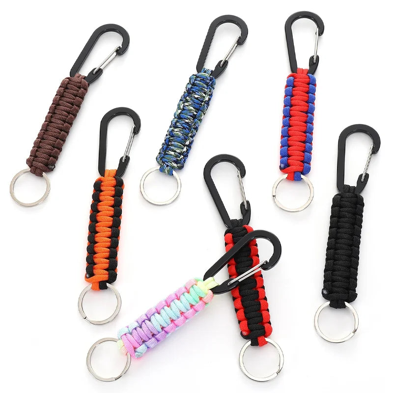 16.5cm Outdoor Camping Braided Paracord Keychain with 6cm Aluminum Carabiner in Stocks
