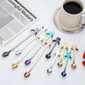 Creative Cat 304 Stainless Steel Cute Long Handle Spoon Flatware Dessert Spoon Silverware Hanging Cup Coffee Spoon